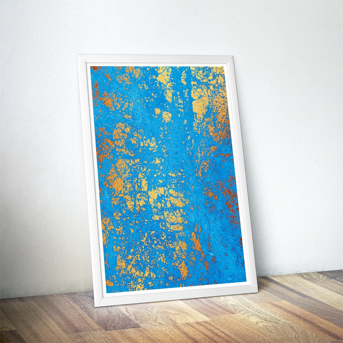 Turquoise Gold Textured Foil Abstract Painting Modern Art Poster - Image 4
