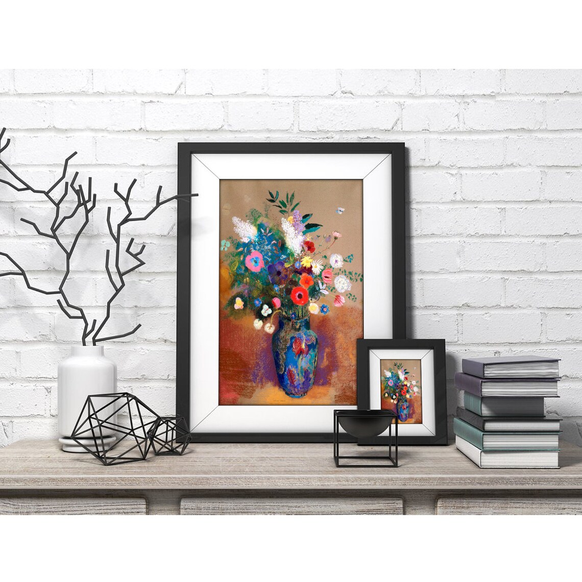 Odilon Redon Bouquet of Flowers in a Blue Vase Still Life Poster - Image 4