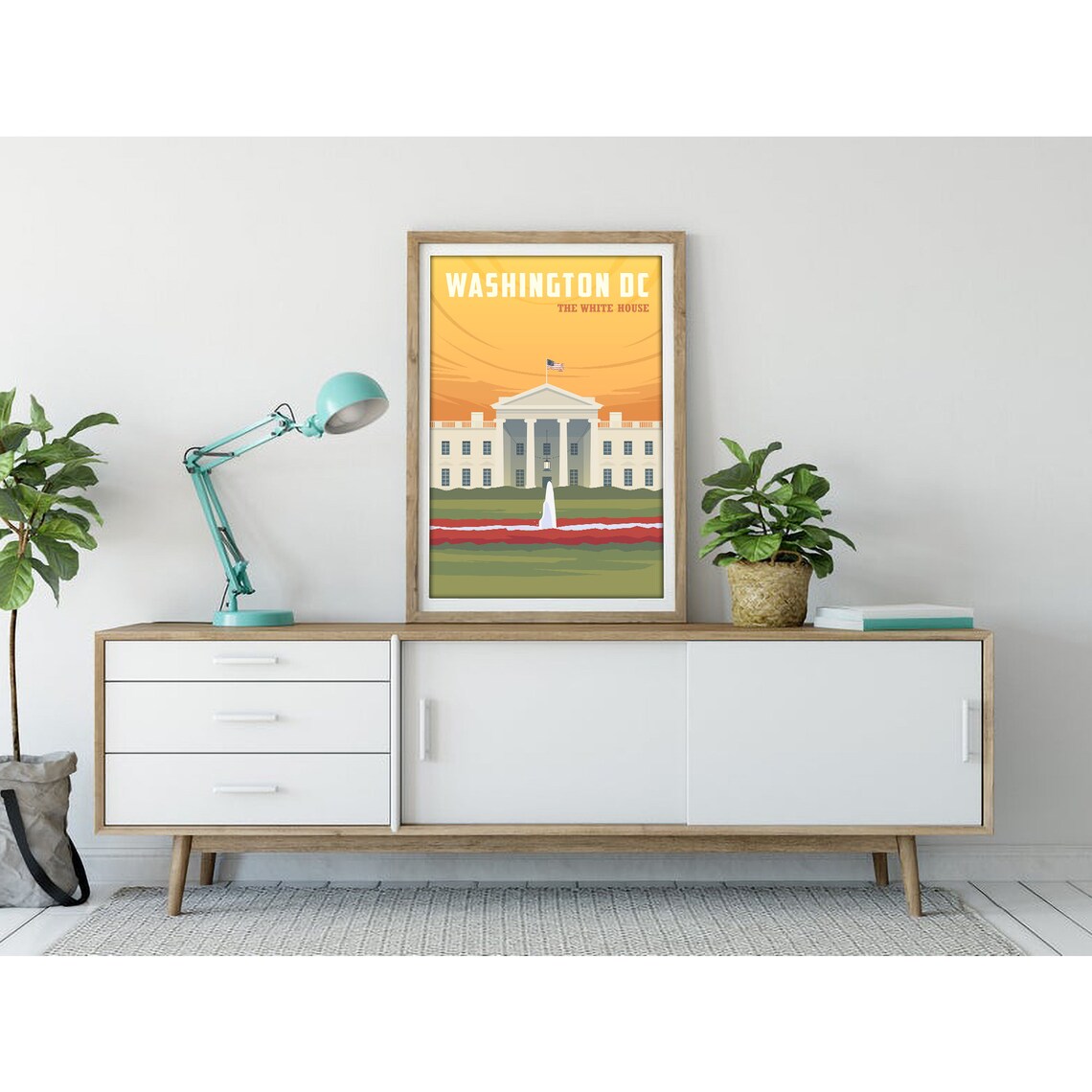 Washington DC The White House Landmark Vintage Retro Travel Poster - Image 3