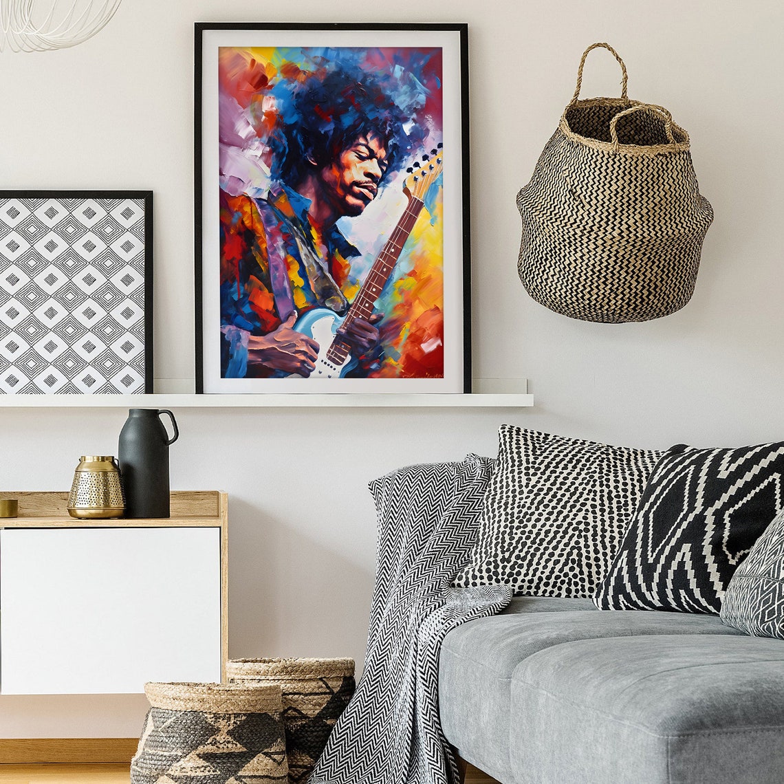 Jimi Hendrix Electric Guitar Abstract Colorful Music Legend Poster - Image 2