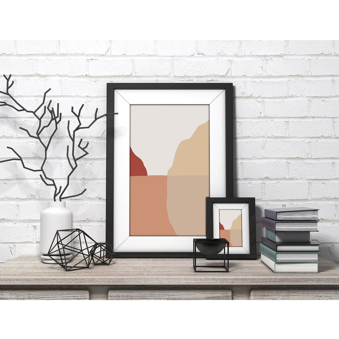 Terracotta And Beige Minimalist Cliff Abstract Shapes Wall Poster - Image 3