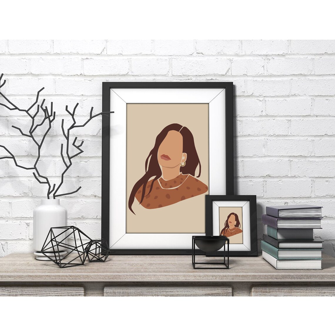 Faceless Brunette in Terracotta Polka Dot Top Poster for Modern Home Decor - Image 4