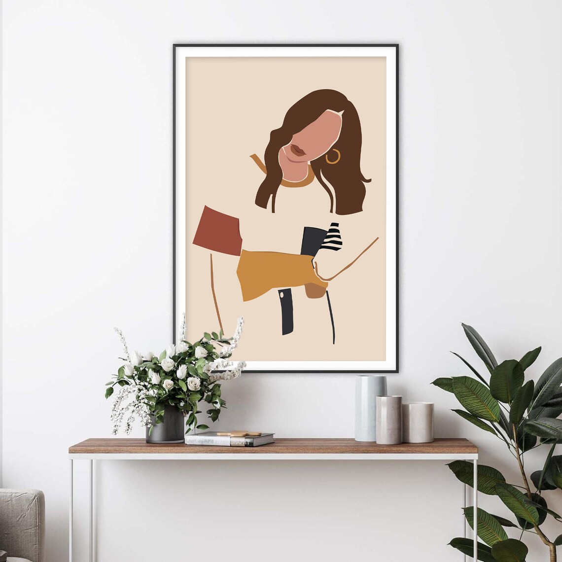 Faceless Brunette Woman with Colorful Shapes Poster for Modern Home Decor - Image 3