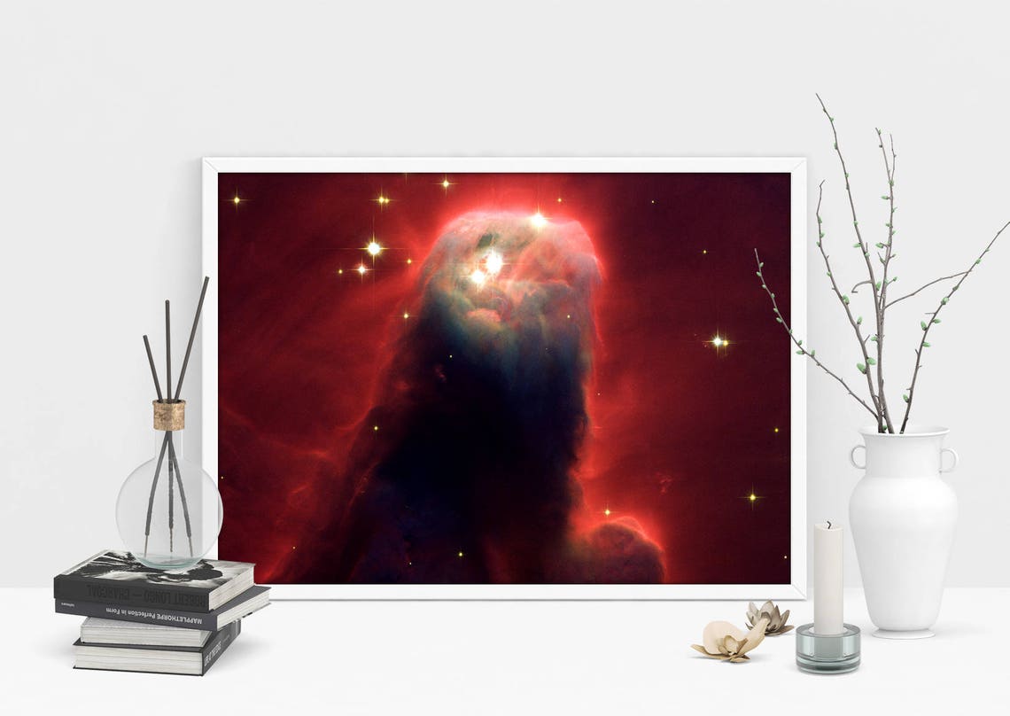 Hubble Telescope Red Nebula Space Poster Glowing Stars Astronomy Decor - Image 2