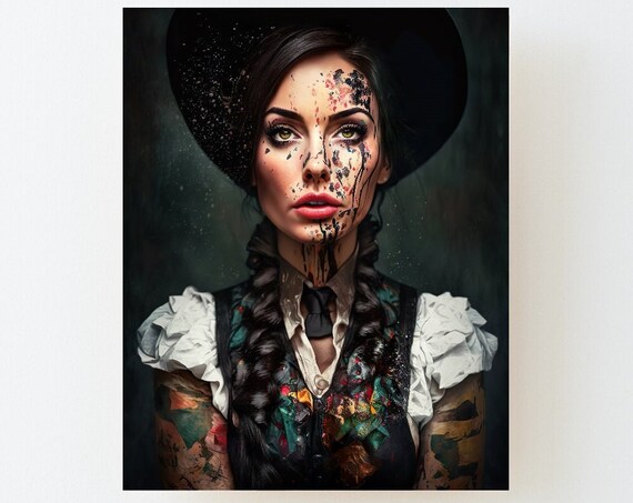 Black Forest Woman Tattoo Portrait, Wall Art Print
