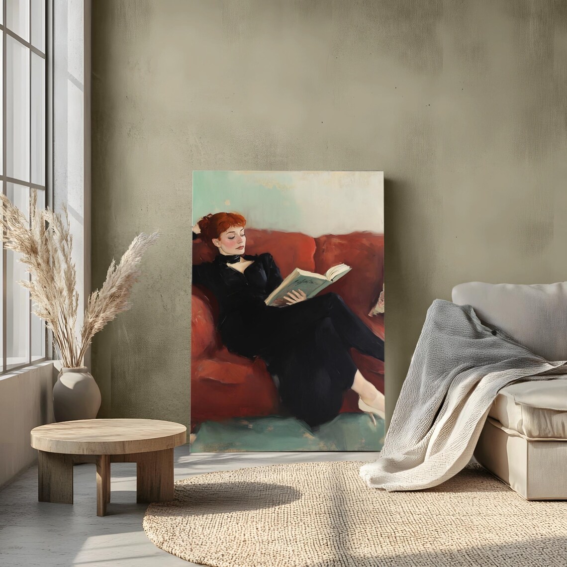 Women Reading Portrait, Vintage Art Print - Image 3