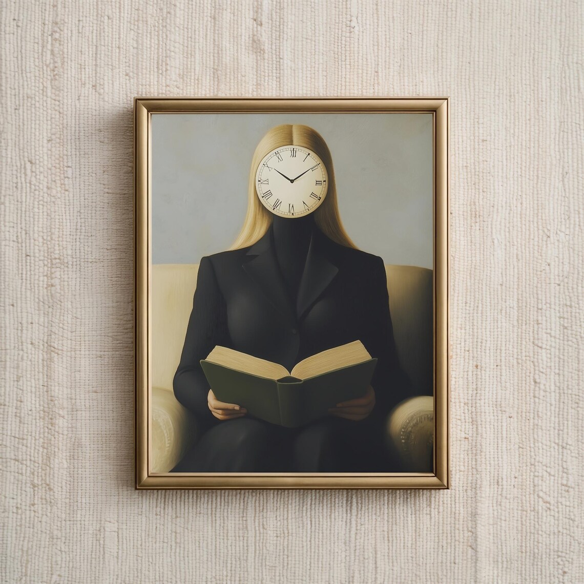 Women Reading Portrait, Magritte-Inspired Art Print