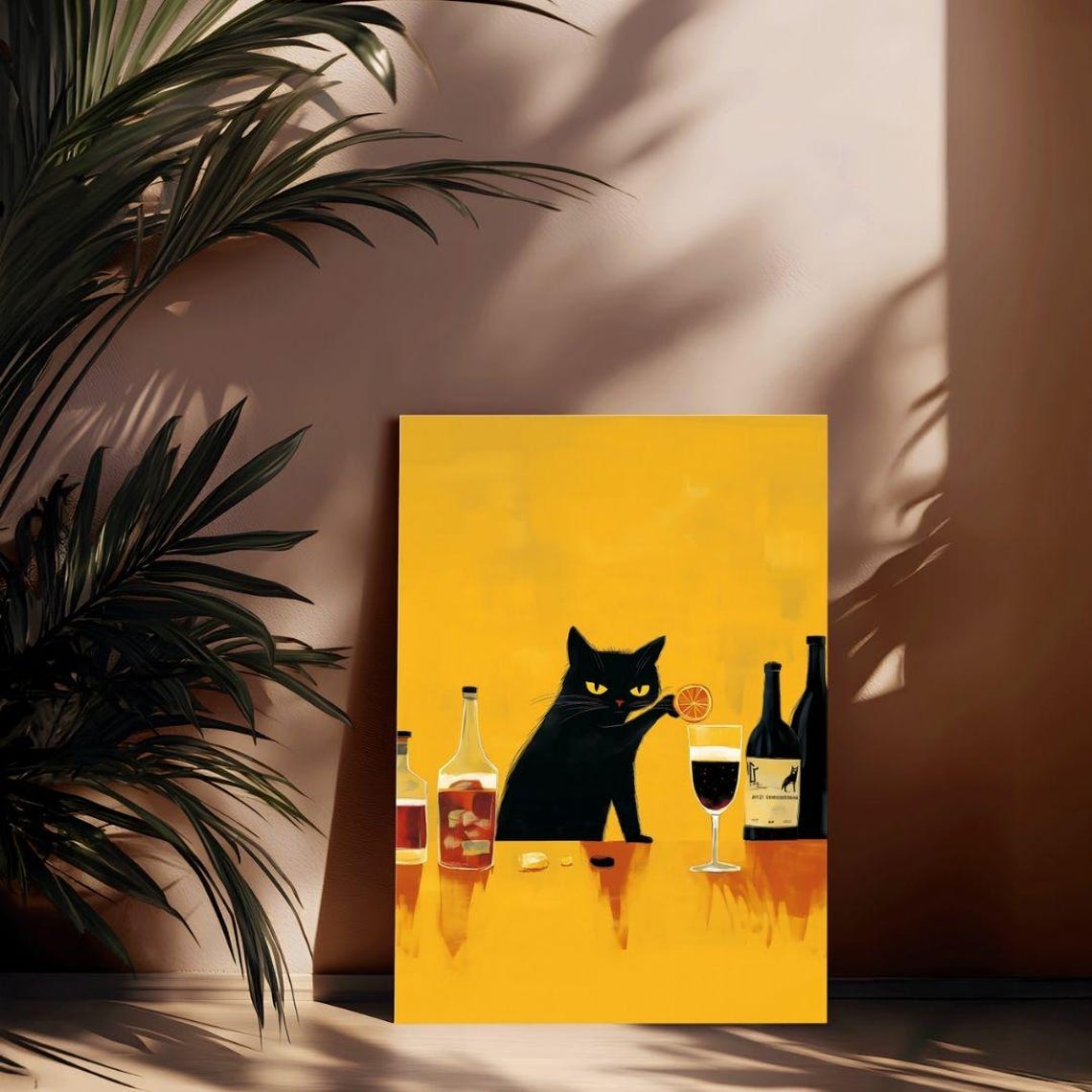 Black Cat Bartender, Whimsical Cat Art Print - Image 2