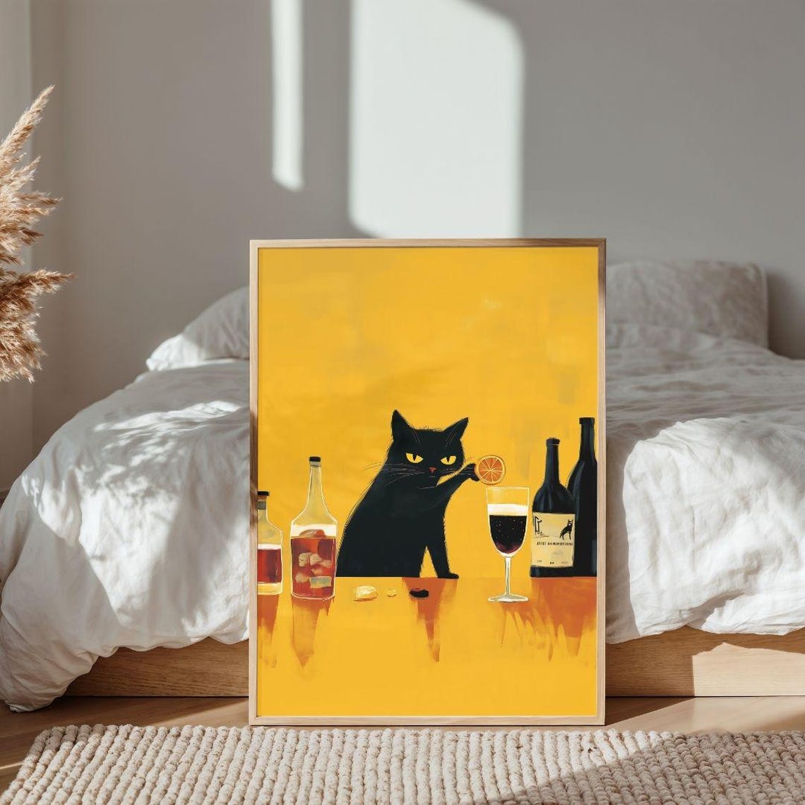 Black Cat Bartender, Whimsical Cat Art Print - Image 4