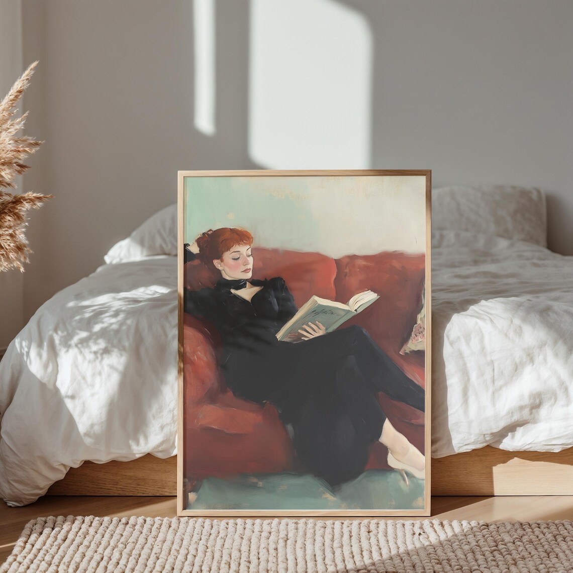 Women Reading Portrait, Vintage Art Print - Image 4