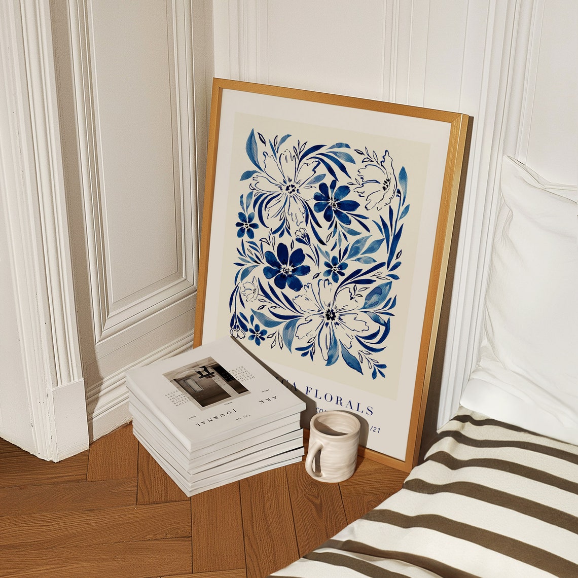 Hepatica Floral Ink Print, Modern Blue Botanical - Image 2