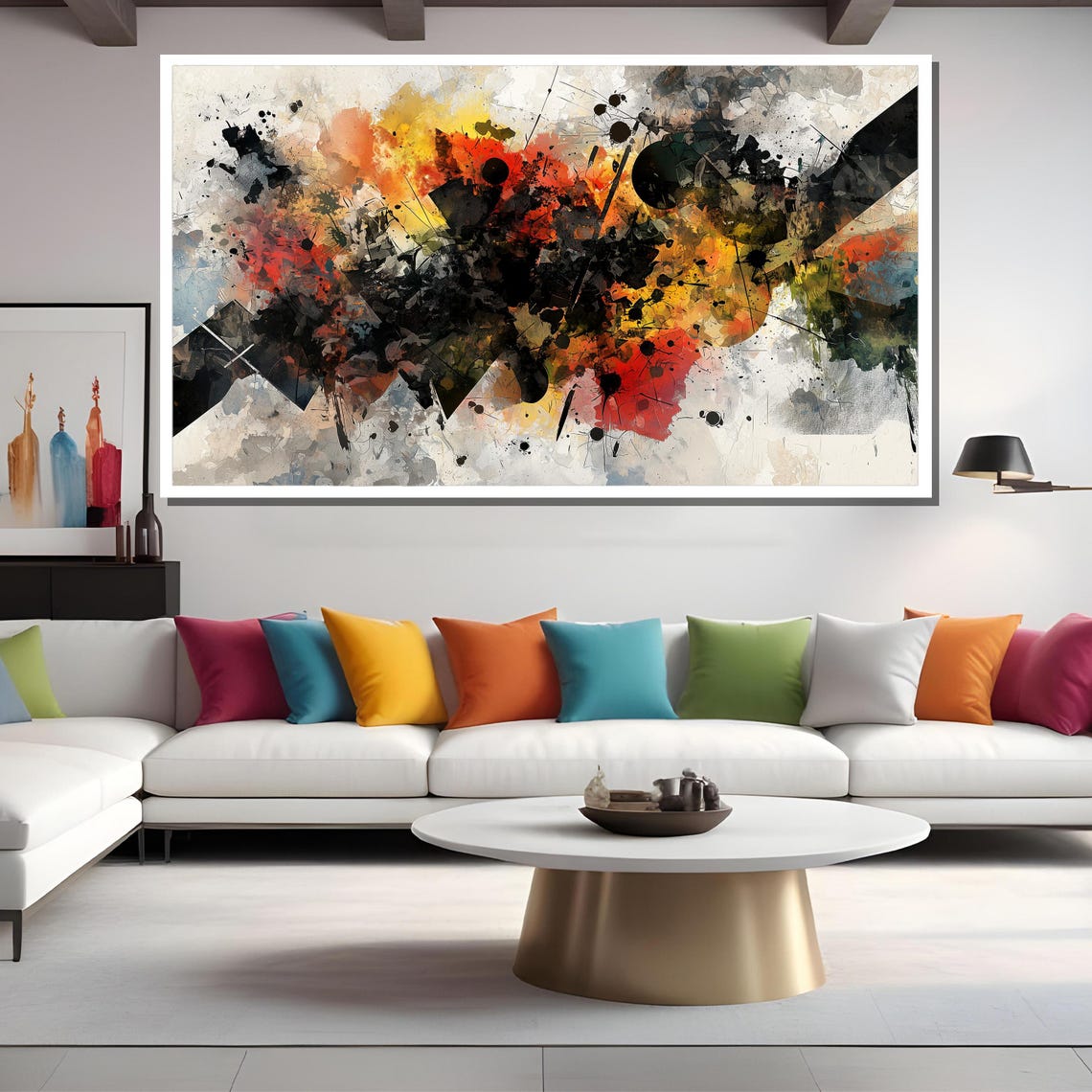Dynamic Fiery Red Orange Abstract Explosion Splash Painting Poster - Image 2