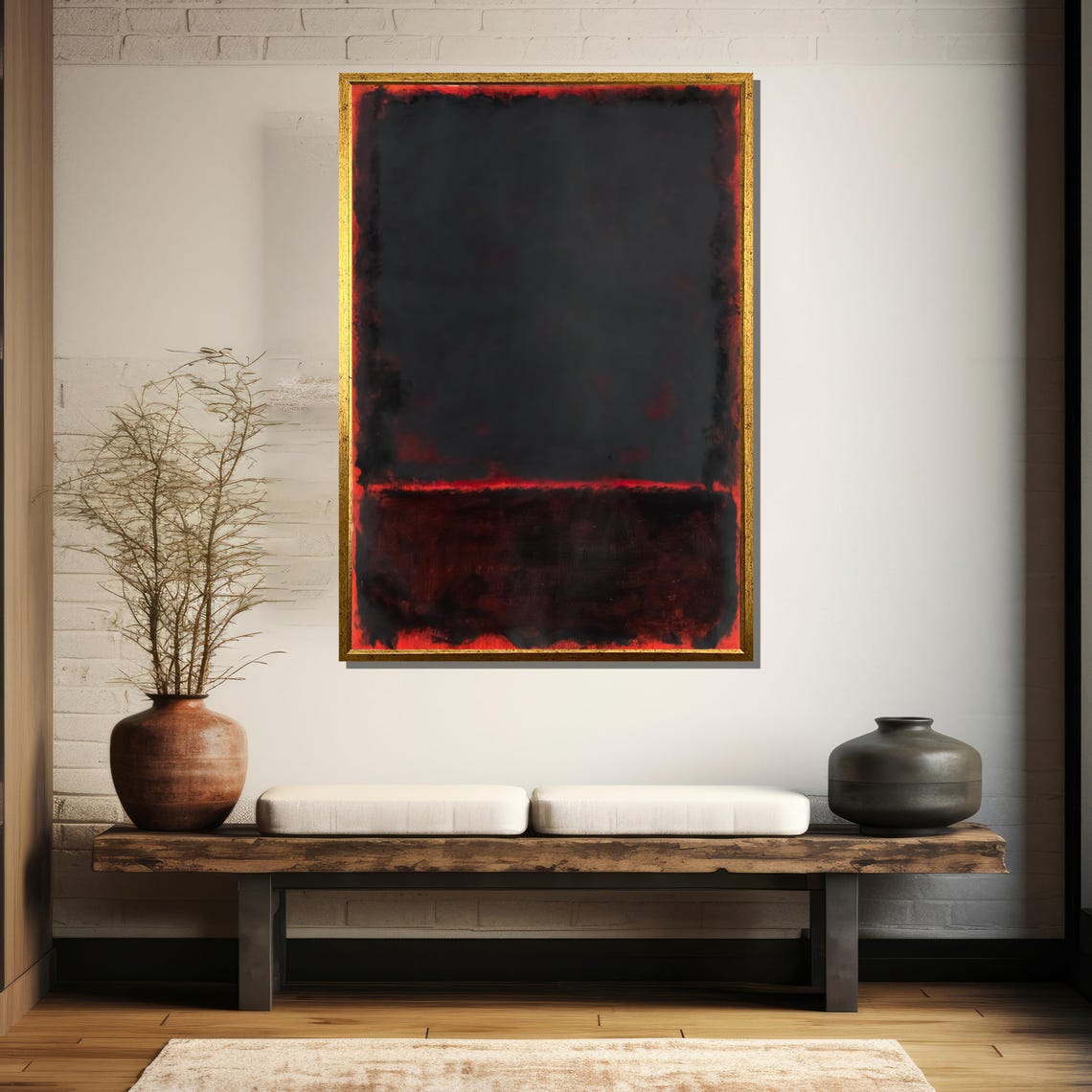 Intense Black And Crimson Red Glowing Abstract Color Field Poster - Image 5