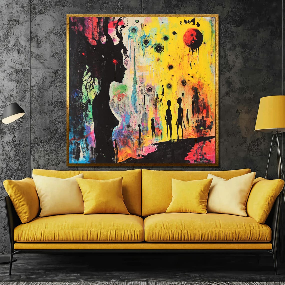 Colorful Surreal Silhouette Abstract Graffiti Art Wall Poster