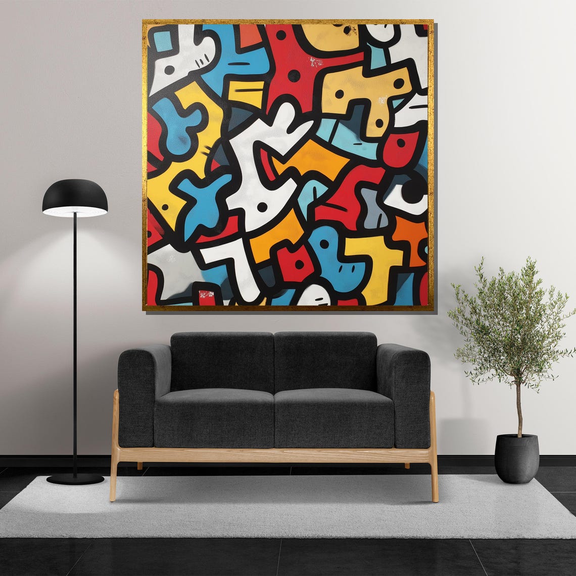 Colorful Graffiti Painting Abstract Urban Wall Art Modern Street Art Print Bold Geometric Pattern Artwork Contemporary Home Decor - Image 5