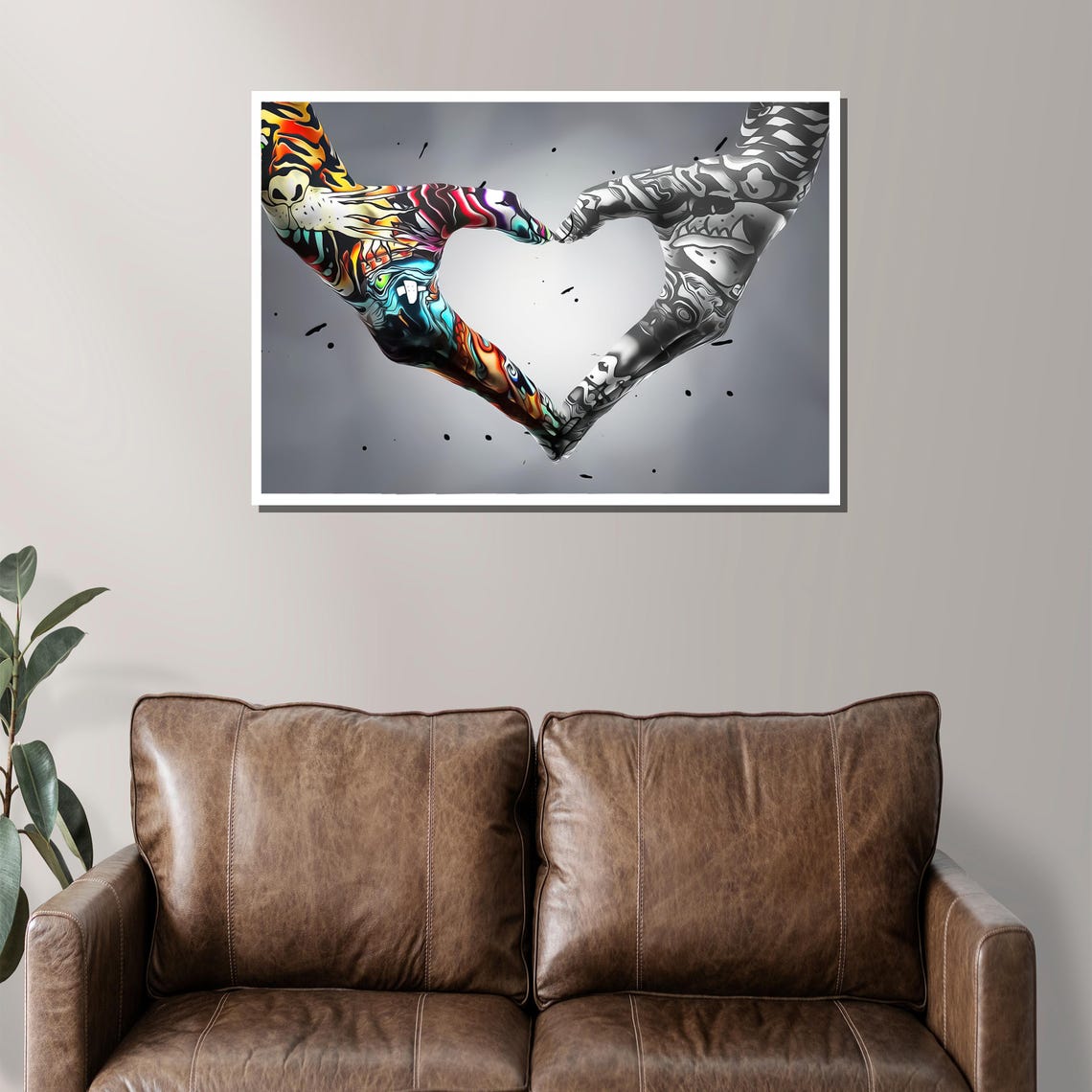 Two Graffiti Covered Hands Forming A Heart Shape Urban Love Art Poster - Image 2