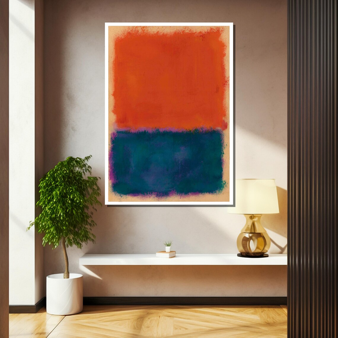 Mark Rothko Inspired Painting Deep Orange And Teal Abstract Art For Contemporary Decor Perfect Artistic Gift - Image 2