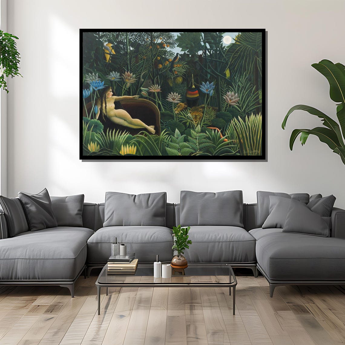 Henri Rousseaus Jungle Landscape With Setting Sun Lush Painting Vibrant And Exotic Art Gift For Nature Lovers - Image 4