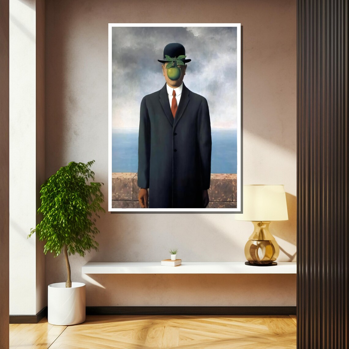 Rene Magritte The Son Of Man Green Apple Surreal Portrait Poster - Image 2