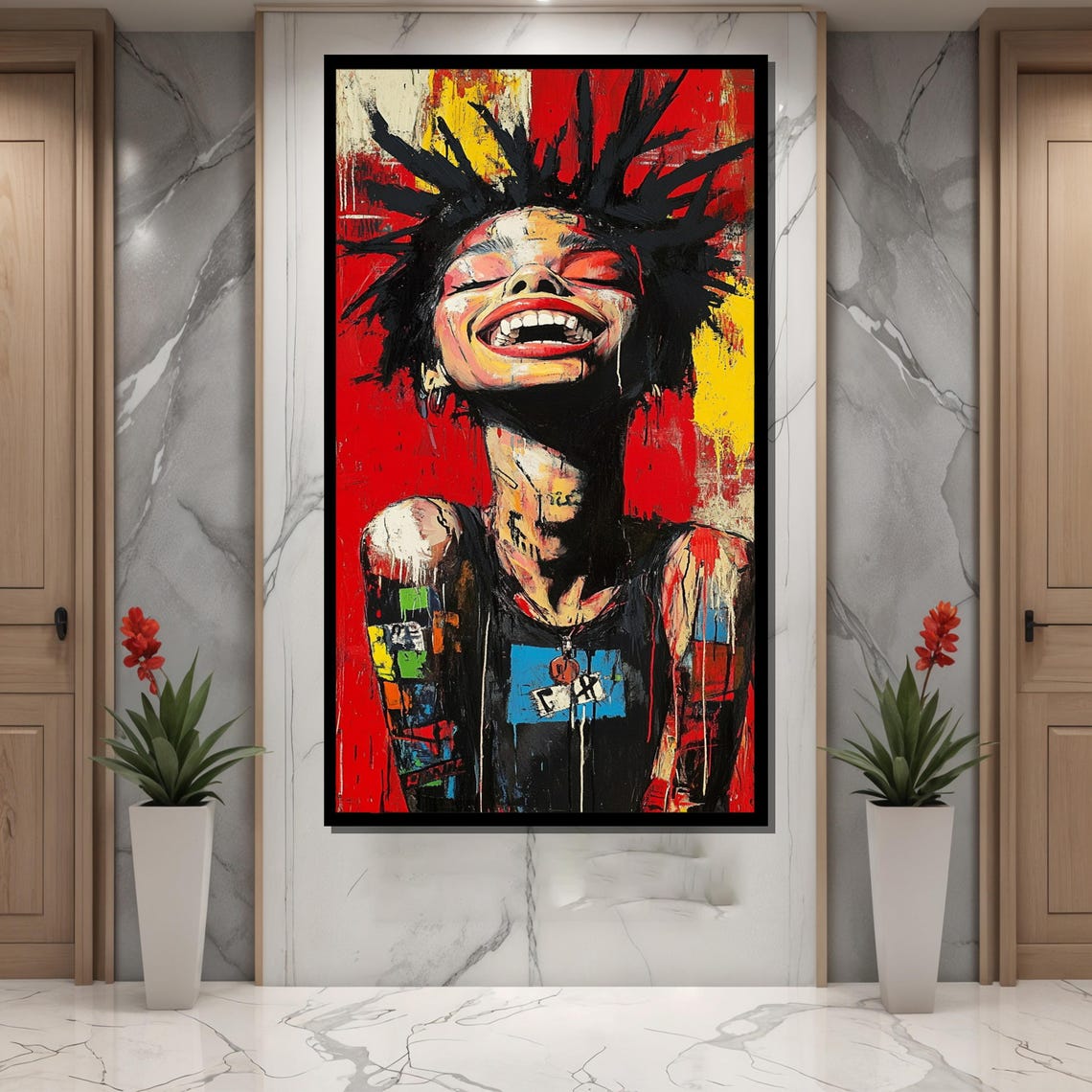 Punk Rock Girl Painting Basquiat Inspired Graffiti Art Bold Urban Wall Decor Expressionist Portrait Artwork Unique Gift Idea - Image 4
