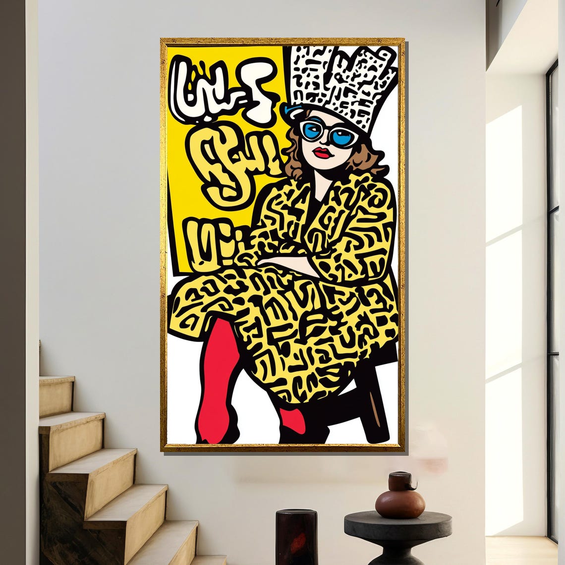 Pop Art Woman Painting Bold Graffiti Portrait Abstract Street Art Wall Decor Vibrant Modern Illustration Unique Contemporary Gift