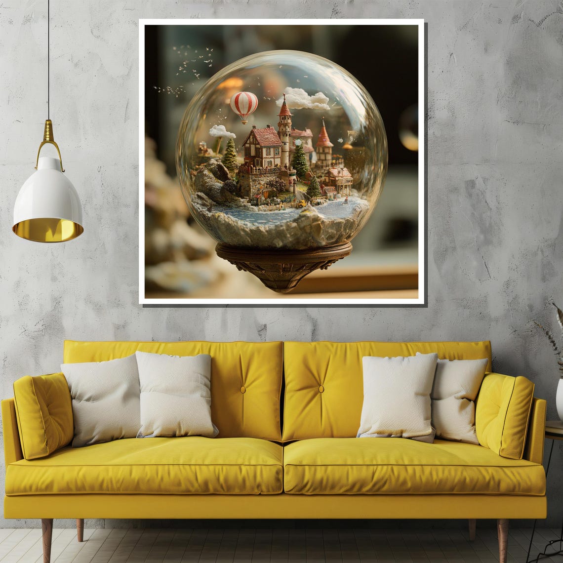 Whimsical Miniature Village Inside Glass Globe Fantasy Poster - Image 2