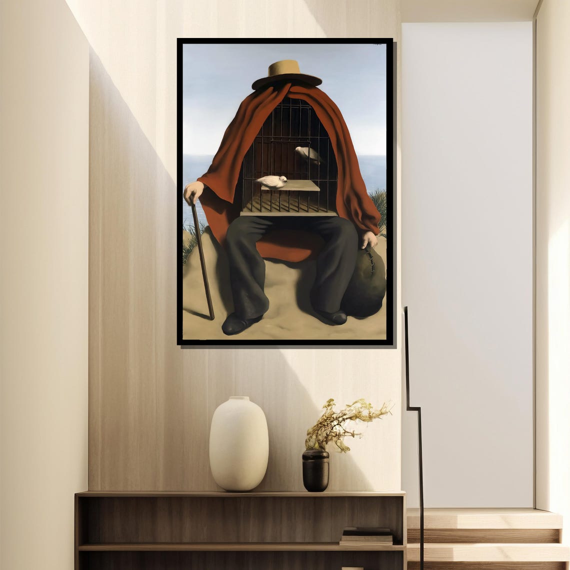 Rene Magritte The Therapist Surreal Birdcage Body Painting Poster - Image 4
