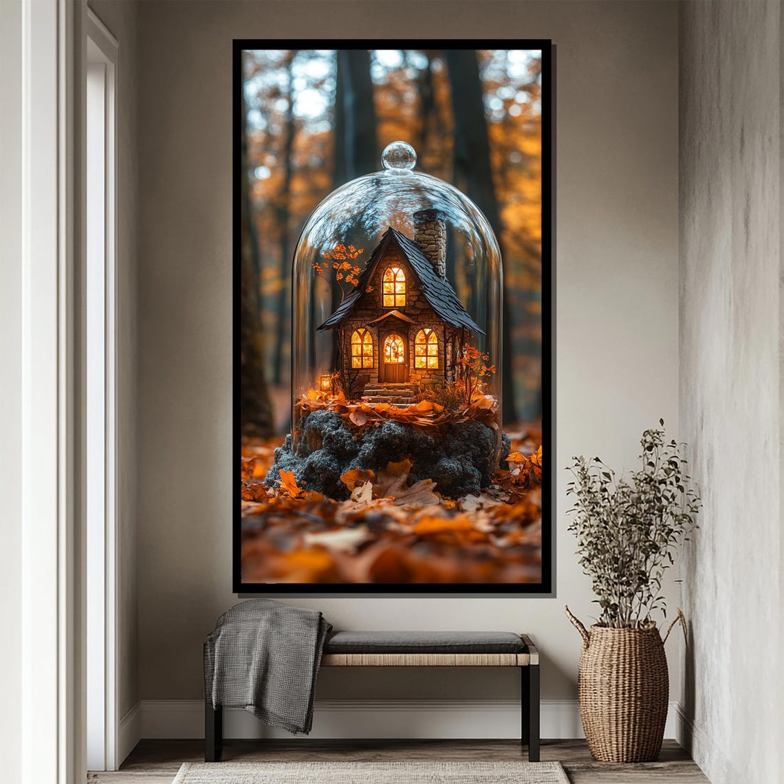 Enchanted Autumn Cottage Under Glass Dome In Cozy Fall Poster - Image 4