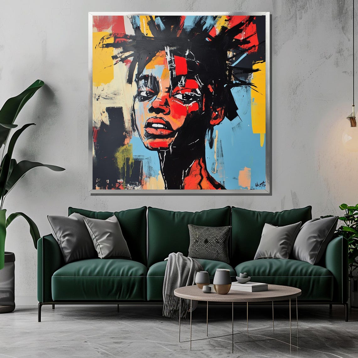 Basquiat Inspired Abstract Portrait Painting Expressionist Street Art Woman Print Bold Urban Wall Decor Contemporary Modern Art - Image 3