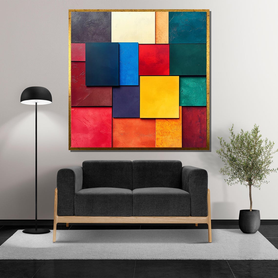 Mondrian-Inspired Bold Color Block Grid Modern Abstract Art Poster - Image 5
