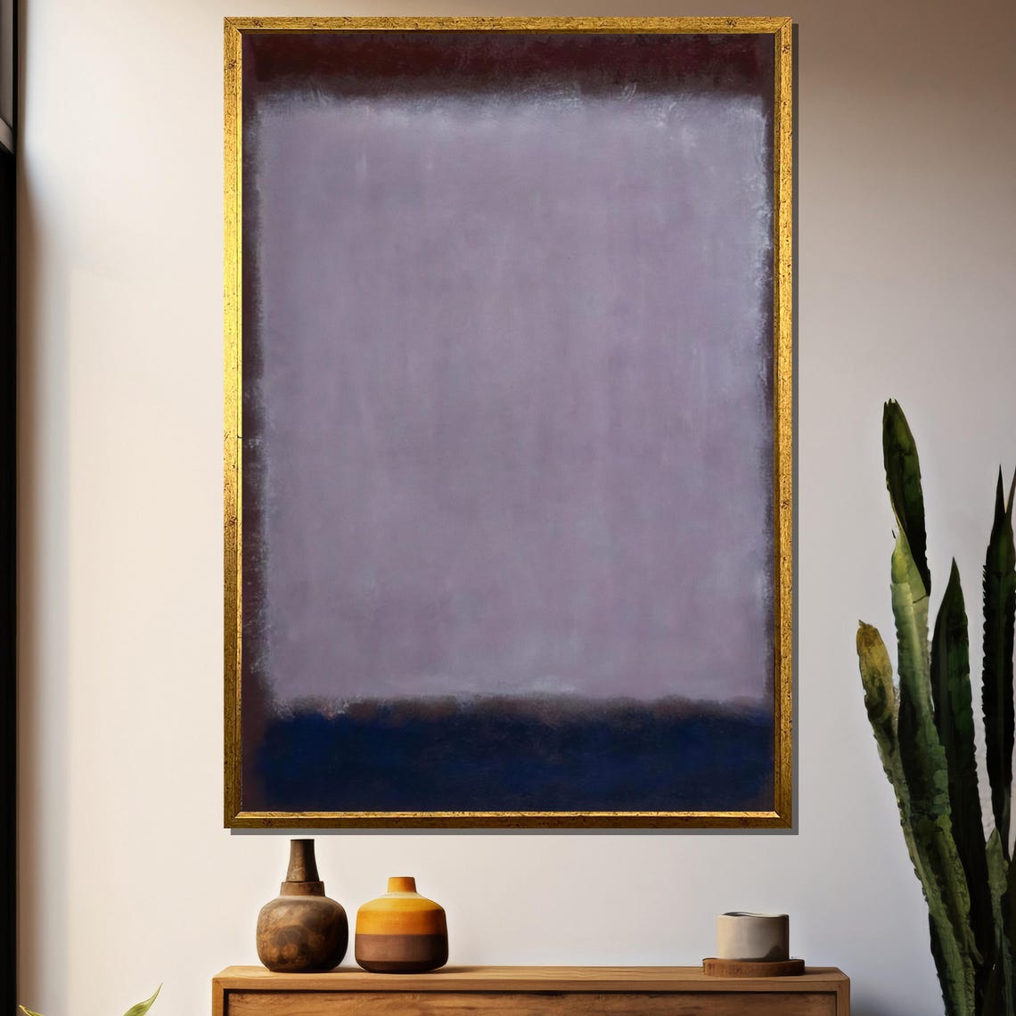 Soft Lavender Over Deep Navy Minimalist Abstract Painting Poster