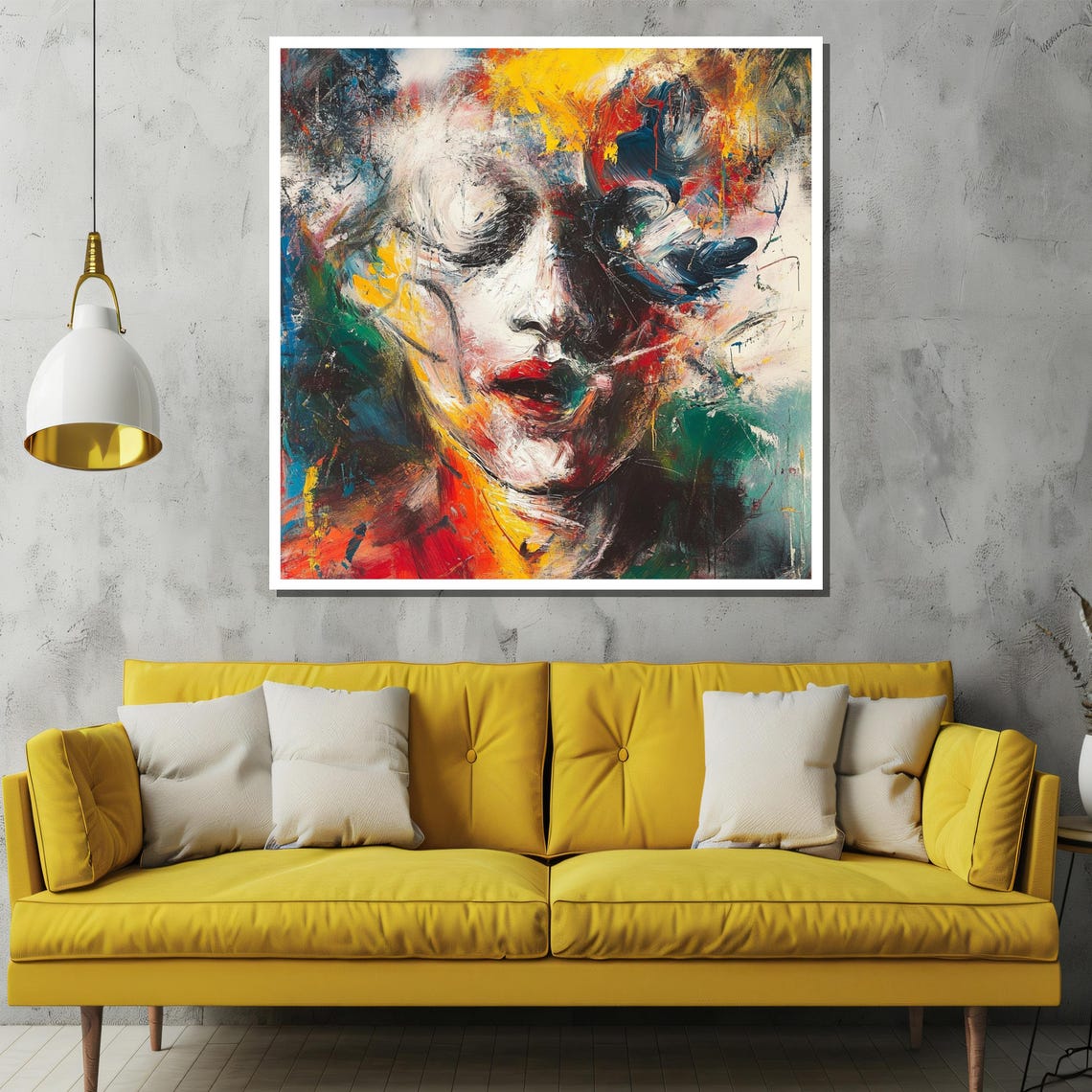 Expressionist Abstract Portrait With Vibrant Colors And Bold Brushstrokes Contemporary Art - Image 2