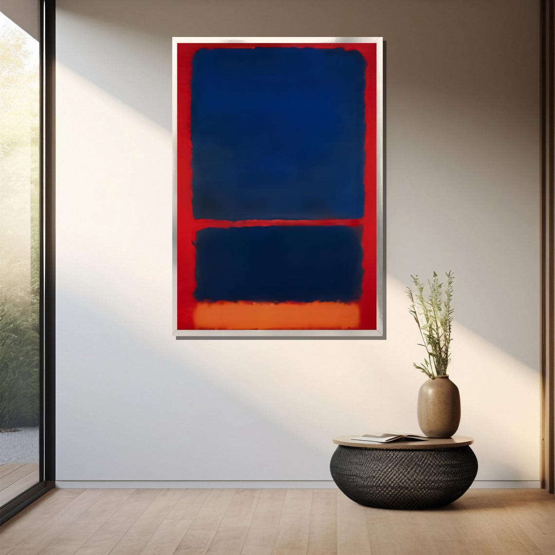 Bold Cobalt Blue Blocks On Vivid Red Abstract Color Field Poster - Image 3