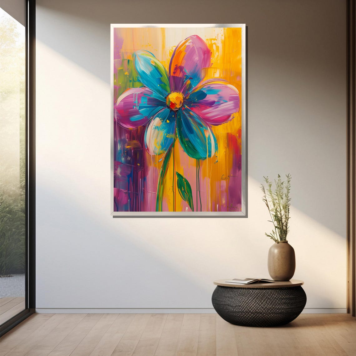 Vibrant Harmony Abstract Floral Painting Gift For Bold And Colorful Spaces - Image 3