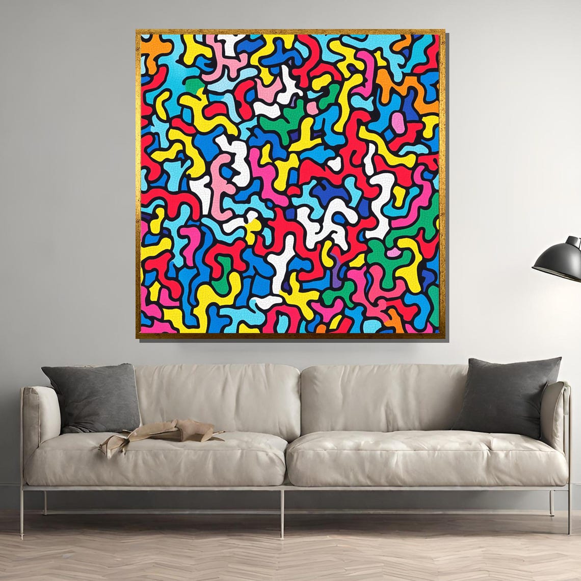Multicolor Squiggle Maze Abstract in Mr Doodle Graffiti Style Poster