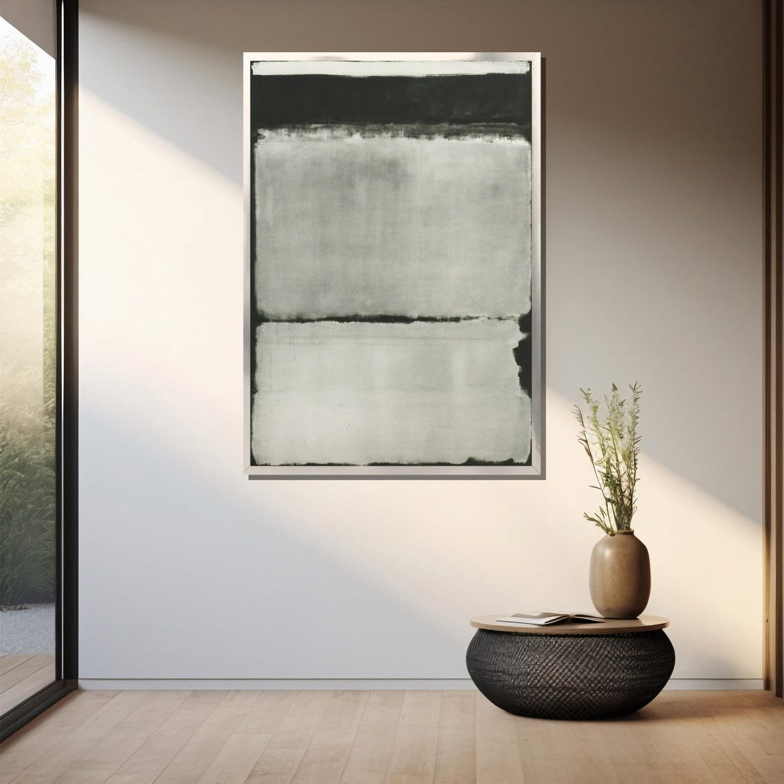 Minimalist Black And White Wash Abstract Color Field Painting Poster - Image 3