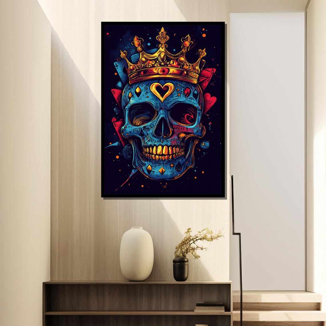 Skull With Crown Painting Gothic Pop Art Wall Decor Dark Royalty Graffiti Artwork Edgy Street Style Unique Gift - Image 4