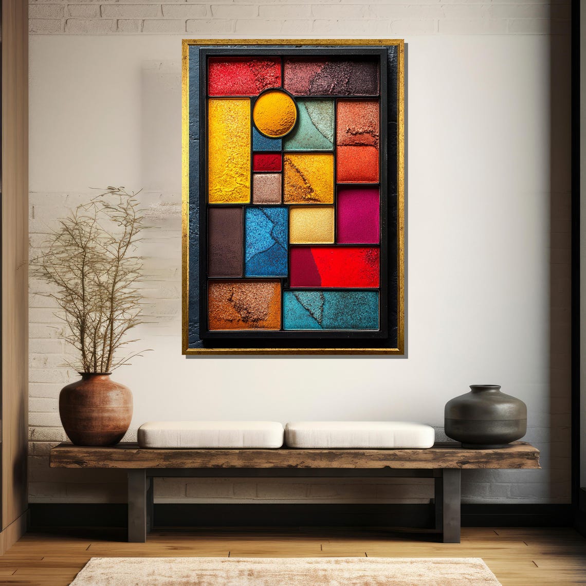 Modern Geometric Wall Art Bold Colorful Abstract Painting Eye Catching Contemporary Vibrant Home Decor Gift For Art Lovers - Image 5