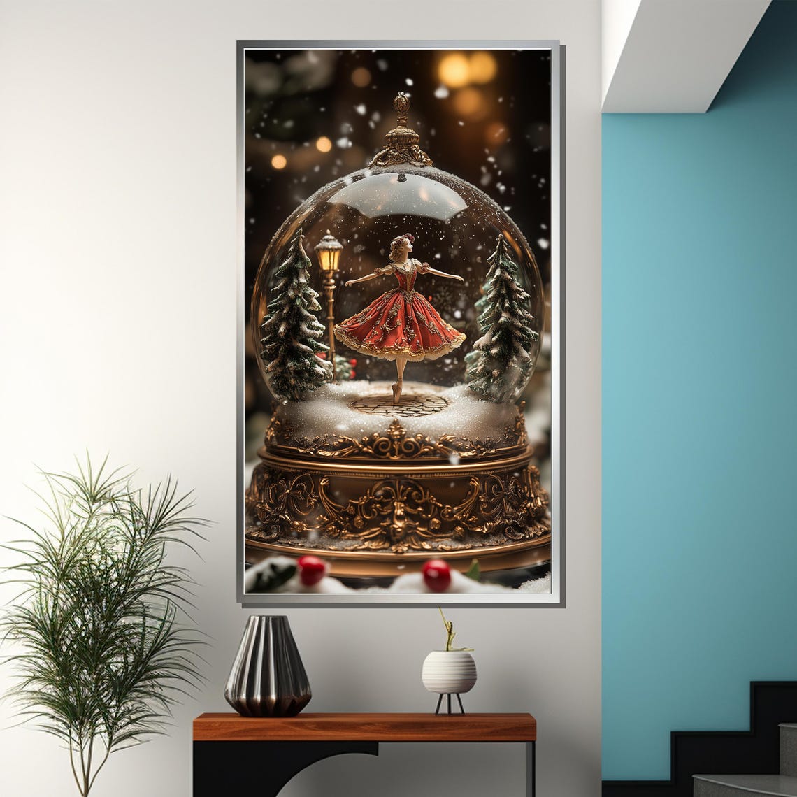 Ballerina Snow Globe Painting Elegant Holiday Gift For Art And Dance Lovers - Image 3