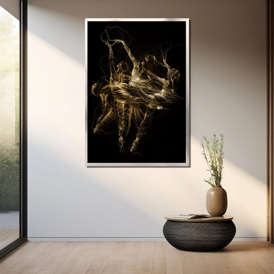 Abstract Dance Painting Golden Light Motion Art Gift For Dance Lovers And Home Decor - Image 3