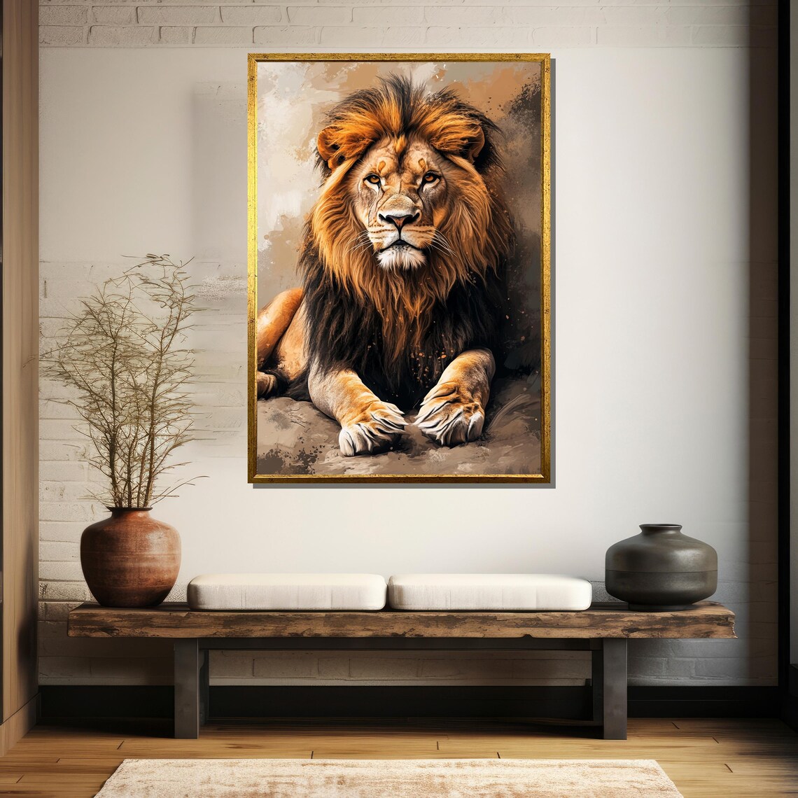 Majestic Resting Lion With Golden Mane Regal Wildlife Portrait Poster - Image 5