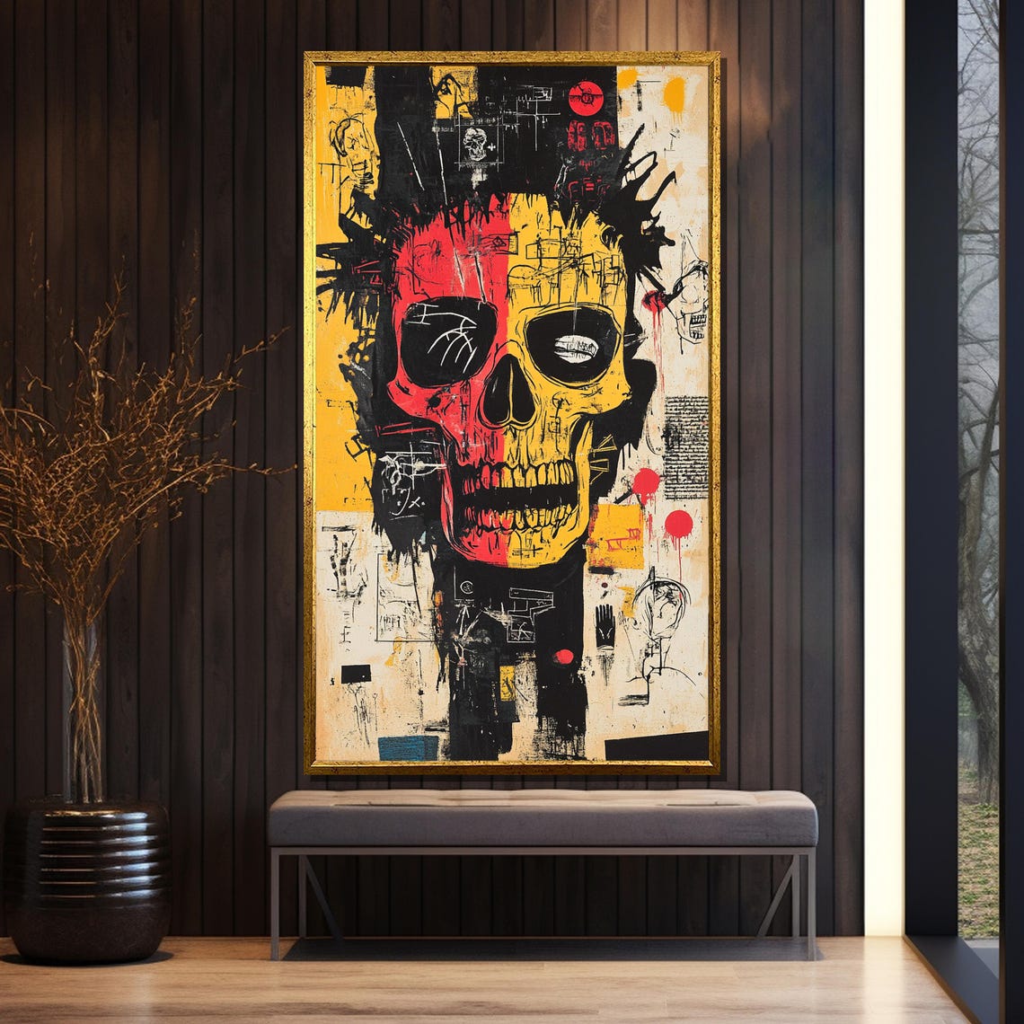 Basquiat Inspired Skull Painting Abstract Graffiti Art Urban Street Art Wall Decor Bold Contemporary Artwork Edgy Statement Gift - Image 5