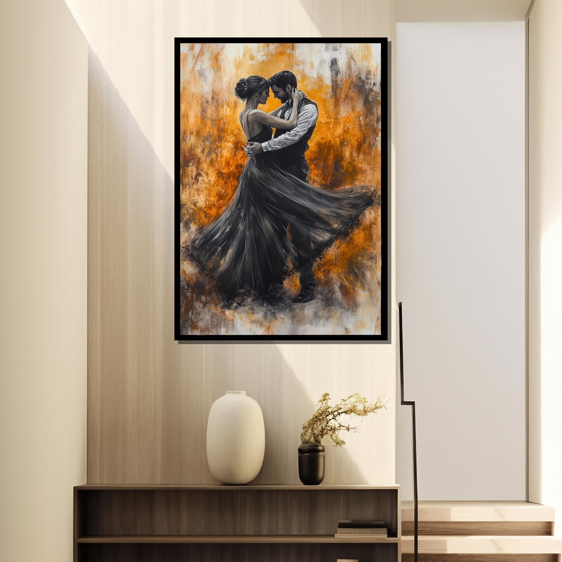 Elegant Ballroom Dancing Couple In Golden Romance Art Poster - Image 4