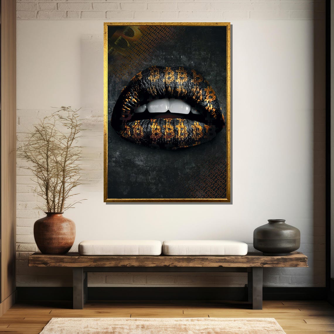 Bold Bitcoin Lips Painting Unique Art Gift For Crypto Enthusiasts And Modern Decor - Image 5