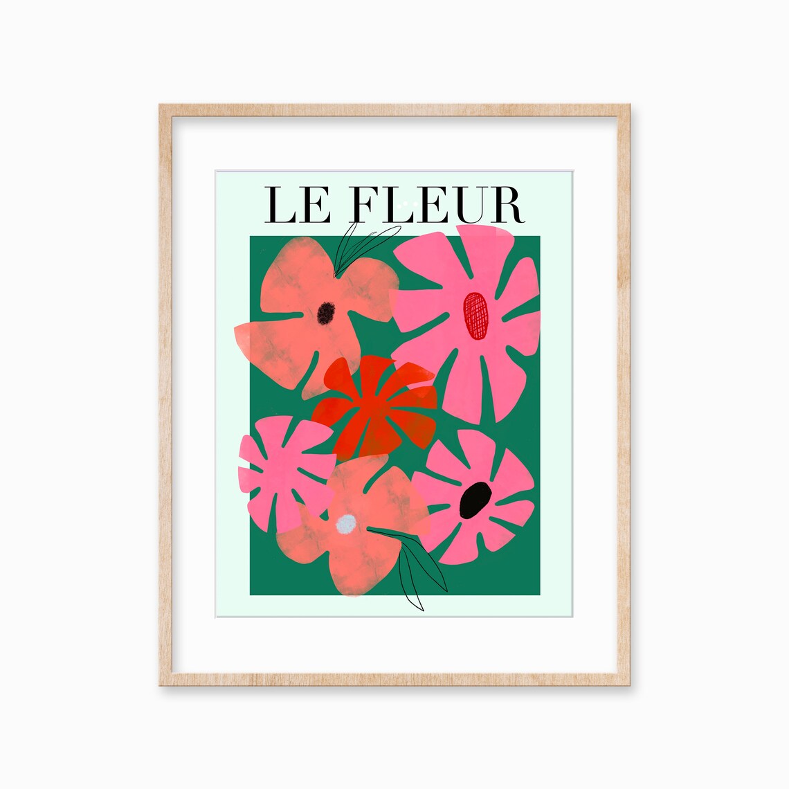 Maximalist Floral Marker Art Print, Botanical Decor