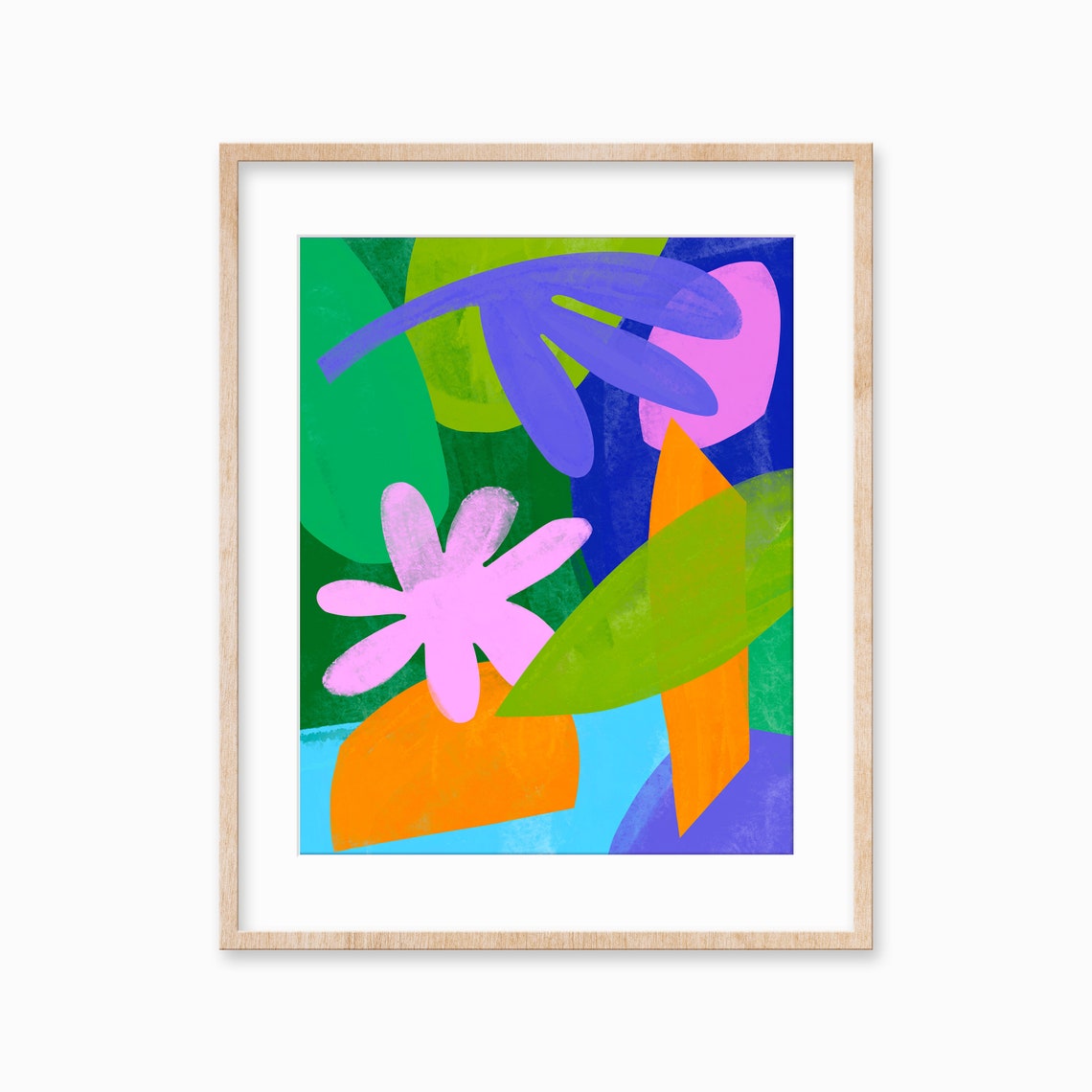 Vivid Tropical Leaves Bold Colorful Modern Abstract Art Poster