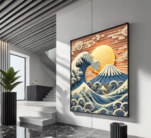 The Great Wave Off Kanagawa Canvas Print Hokusai Japanese Wall Art Modern Ocean Painting For Home Office Decor Classic Artwork