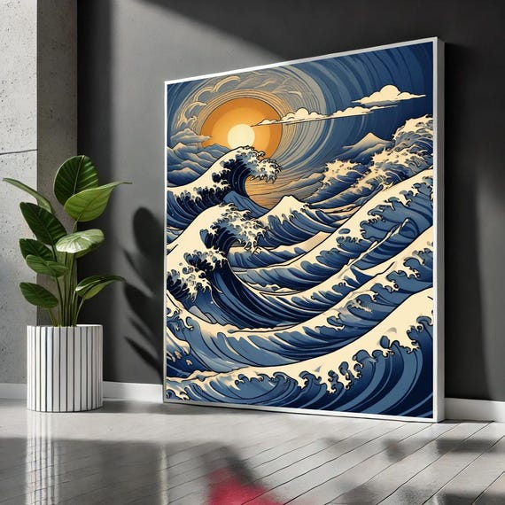 The Great Wave Off Kanagawa Canvas Print Hokusai Japanese Wall Art Modern Ocean Painting For Home Office Decor Classic Artwork