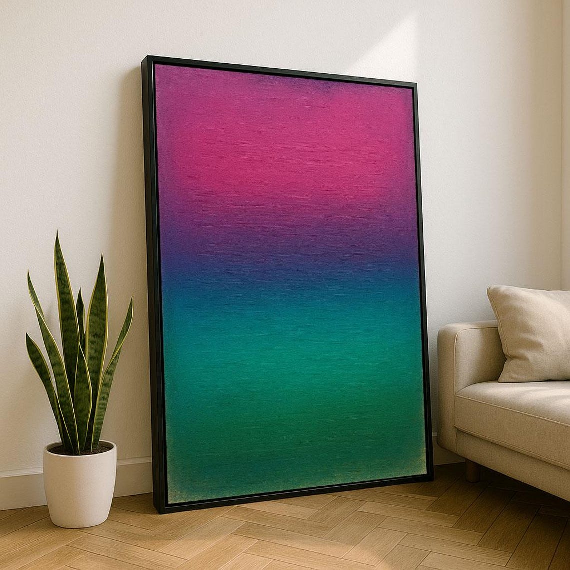 Vibrant Pink Blue Gradient Rothko Style Color Field Abstract Poster