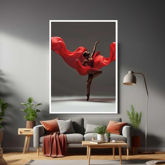 African Woman Dancer Black Ballerina Framed Modern Canvas Wall Art Print Ready To Hang Gift For Office Home Mom